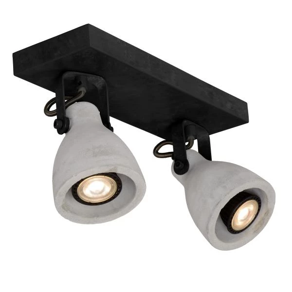 Lucide CONCRI-LED - Spot plafond - LED Dim. - GU10 - 2x5W 3000K - Noir - détail 1